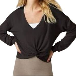 Beyond Yoga Black Twist Up Reversible Pullover Long Sleeve Top Size Small